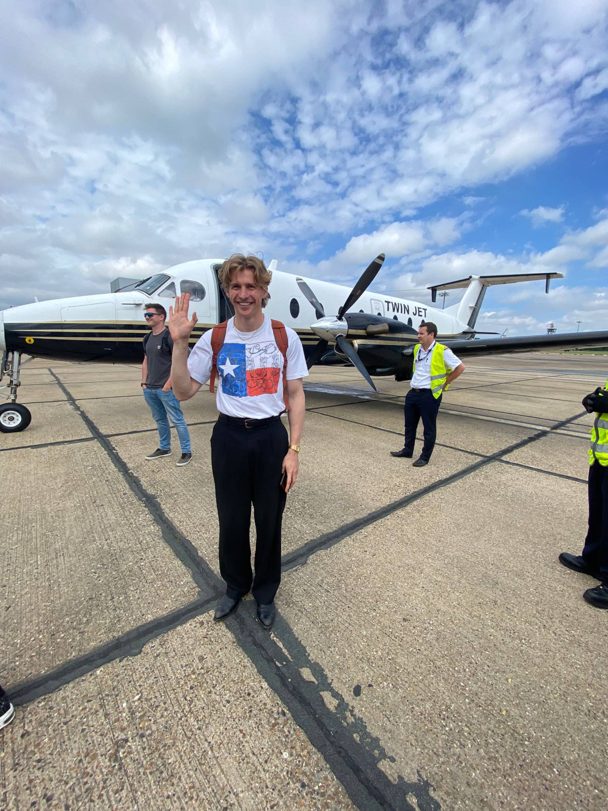 Circa Waves boarding The Prodigy's Private Jet. Credit: PRESS