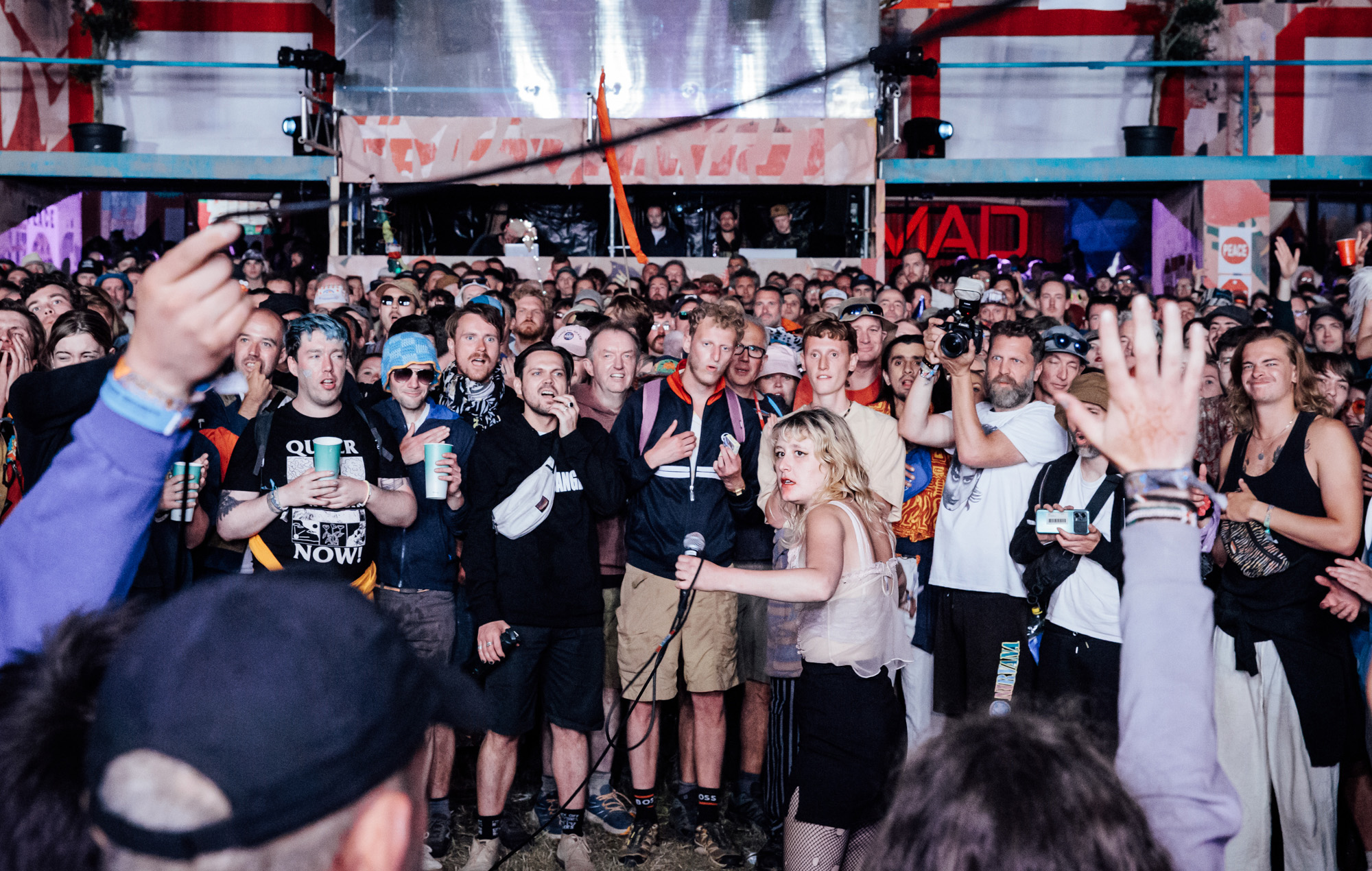 Lambrini Girls live at Glastonbury 2024, photo by Andy Ford